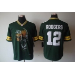 nike nfl jerseys green bay packers #12 rodgers green[helmet tri-blend limited]