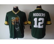 nike nfl jerseys green bay packers #12 rodgers green[helmet tri-blend limited]