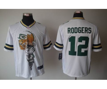 nike nfl jerseys green bay packers #12 rodgers white[helmet tri-blend limited]