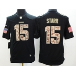 nike nfl jerseys green bay packers #15 starr salute to service black[nike Limited]