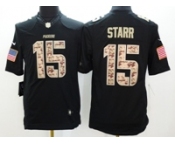 nike nfl jerseys green bay packers #15 starr salute to service black[nike Limited]