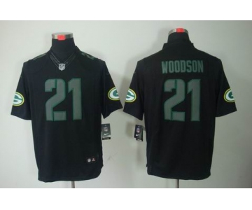 nike nfl jerseys green bay packers #21 woodson black[nike limited]