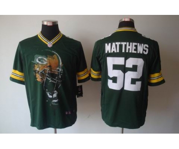 nike nfl jerseys green bay packers #52 matthews green[helmet tri-blend limited]