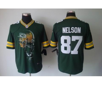 nike nfl jerseys green bay packers #87 nelson green[helmet tri-blend limited]