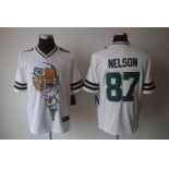 nike nfl jerseys green bay packers #87 nelson white[helmet tri-blend limited]