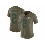 Women Nike Green Bay Packers #2 Mason Crosby Limited Olive 2017 Salute to Service NFL Jersey