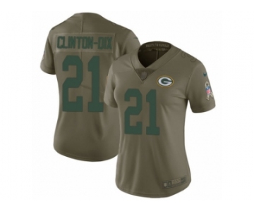 Women Nike Green Bay Packers #21 Ha Ha Clinton-Dix Limited Olive 2017 Salute to Service NFL Jersey