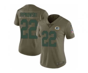 Women Nike Green Bay Packers #22 Aaron Ripkowski Limited Olive 2017 Salute to Service NFL Jersey