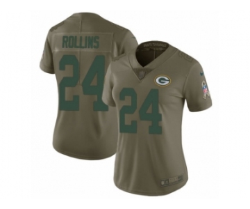 Women Nike Green Bay Packers #24 Quinten Rollins Limited Olive 2017 Salute to Service NFL Jersey