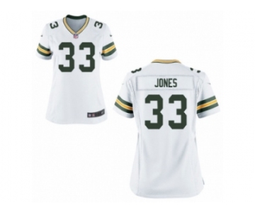 Women Nike Green Bay Packers #33 Aron Jones Game White NFL Jersey