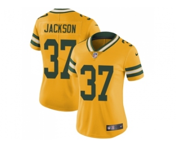 Women Nike Green Bay Packers #37 Josh Jackson Yellow Stitched NFL Limited Rush Jersey