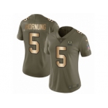 Women Nike Green Bay Packers #5 Paul Hornung Limited Olive Gold 2017 Salute to Service NFL Jersey