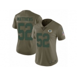 Women Nike Green Bay Packers #52 Clay Matthews Limited Olive 2017 Salute to Service NFL Jersey