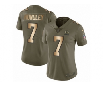 Women Nike Green Bay Packers #7 Brett Hundley Limited Olive Gold 2017 Salute to Service NFL Jersey