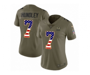 Women Nike Green Bay Packers #7 Brett Hundley Limited Olive USA Flag 2017 Salute to Service NFL Jersey