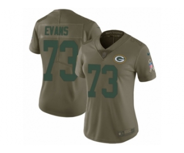 Women Nike Green Bay Packers #73 Jahri Evans Limited Olive 2017 Salute to Service NFL Jersey