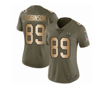 Women Nike Green Bay Packers #89 Dave Robinson Limited Olive Gold 2017 Salute to Service NFL Jersey