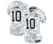 Women's Green Bay Packers #10 Jordan Love 2024 F.U.S.E Arctic Camo Salute To Service Limited Stitched Football Jersey