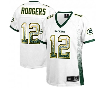 Women's Green Bay Packers #12 Aaron Rodgers Elite White Drift Fashion Football Jersey