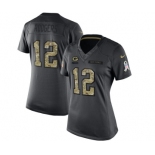 Women's Green Bay Packers #12 Aaron Rodgers Limited Black 2016 Salute to Service Football Jersey