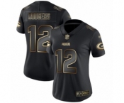 Women's Green Bay Packers #12 Aaron Rodgers Limited Black Gold Vapor Untouchable Limited Football Jersey