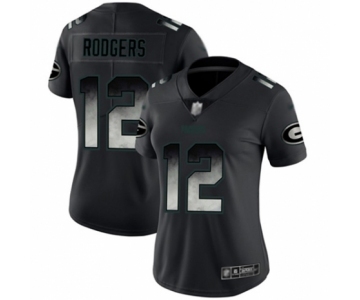 Women's Green Bay Packers #12 Aaron Rodgers Limited Black Smoke Fashion Limited Football Jersey