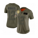 Women's Green Bay Packers #12 Aaron Rodgers Limited Camo 2019 Salute to Service Football Jersey