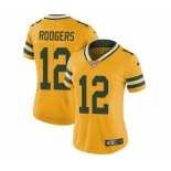 Women's Green Bay Packers #12 Aaron Rodgers Limited Gold Rush Vapor Untouchable Football Jersey