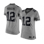 Women's Green Bay Packers #12 Aaron Rodgers Limited Gray Gridiron Football Jersey