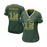 Women's Green Bay Packers #12 Aaron Rodgers Limited Green Strobe Football Jersey