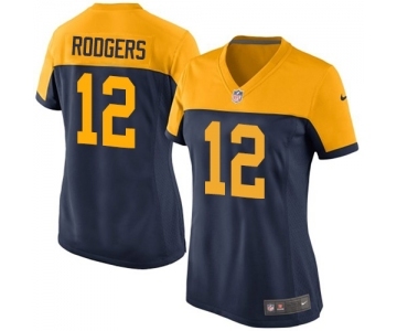 Women's Green Bay Packers #12 Aaron Rodgers Limited Navy Blue Alternate Football Jersey