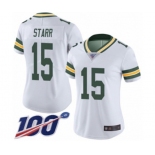 Women's Green Bay Packers #15 Bart Starr White Vapor Untouchable Limited Player 100th Season Football Jersey