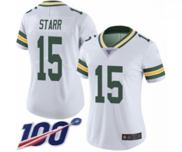 Women's Green Bay Packers #15 Bart Starr White Vapor Untouchable Limited Player 100th Season Football Jersey