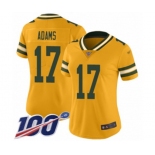 Women's Green Bay Packers #17 Davante Adams Limited Gold Inverted Legend 100th Season Football Jersey