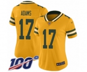 Women's Green Bay Packers #17 Davante Adams Limited Gold Inverted Legend 100th Season Football Jersey