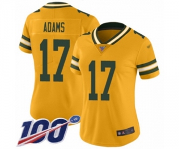 Women's Green Bay Packers #17 Davante Adams Limited Gold Inverted Legend 100th Season Football Jersey