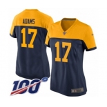 Women's Green Bay Packers #17 Davante Adams Limited Navy Blue Alternate 100th Season Football Jersey