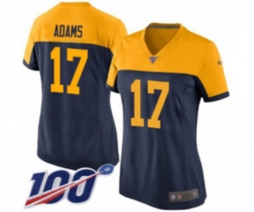 Women's Green Bay Packers #17 Davante Adams Limited Navy Blue Alternate 100th Season Football Jersey