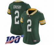 Women's Green Bay Packers #2 Mason Crosby Green Team Color Vapor Untouchable Limited Player 100th Season Football Jersey