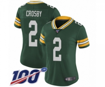 Women's Green Bay Packers #2 Mason Crosby Green Team Color Vapor Untouchable Limited Player 100th Season Football Jersey