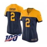 Women's Green Bay Packers #2 Mason Crosby Limited Navy Blue Alternate 100th Season Football Jersey