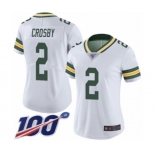 Women's Green Bay Packers #2 Mason Crosby White Vapor Untouchable Limited Player 100th Season Football Jersey