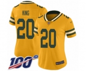 Women's Green Bay Packers #20 Kevin King Limited Gold Inverted Legend 100th Season Football Jersey