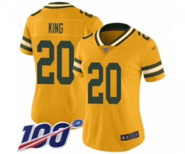 Women's Green Bay Packers #20 Kevin King Limited Gold Inverted Legend 100th Season Football Jersey