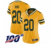 Women's Green Bay Packers #20 Kevin King Limited Gold Rush Vapor Untouchable 100th Season Football Jersey