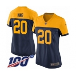 Women's Green Bay Packers #20 Kevin King Limited Navy Blue Alternate 100th Season Football Jersey