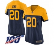 Women's Green Bay Packers #20 Kevin King Limited Navy Blue Alternate 100th Season Football Jersey