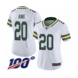 Women's Green Bay Packers #20 Kevin King White Vapor Untouchable Limited Player 100th Season Football Jersey