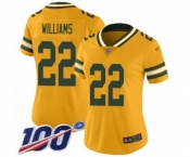 Women's Green Bay Packers #22 Dexter Williams Limited Gold Inverted Legend 100th Season Football Jersey