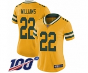 Women's Green Bay Packers #22 Dexter Williams Limited Gold Rush Vapor Untouchable 100th Season Football Jersey